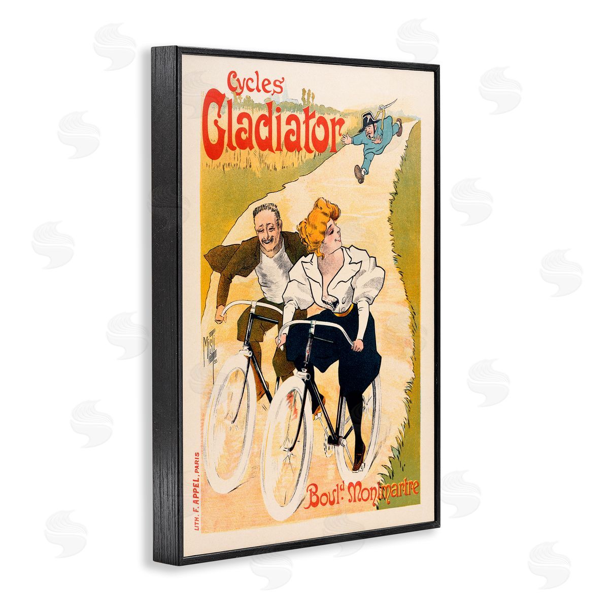 Vintage Cyclists Poster Black Frame Print Wall Art, Home Decor by Marcus Jules
