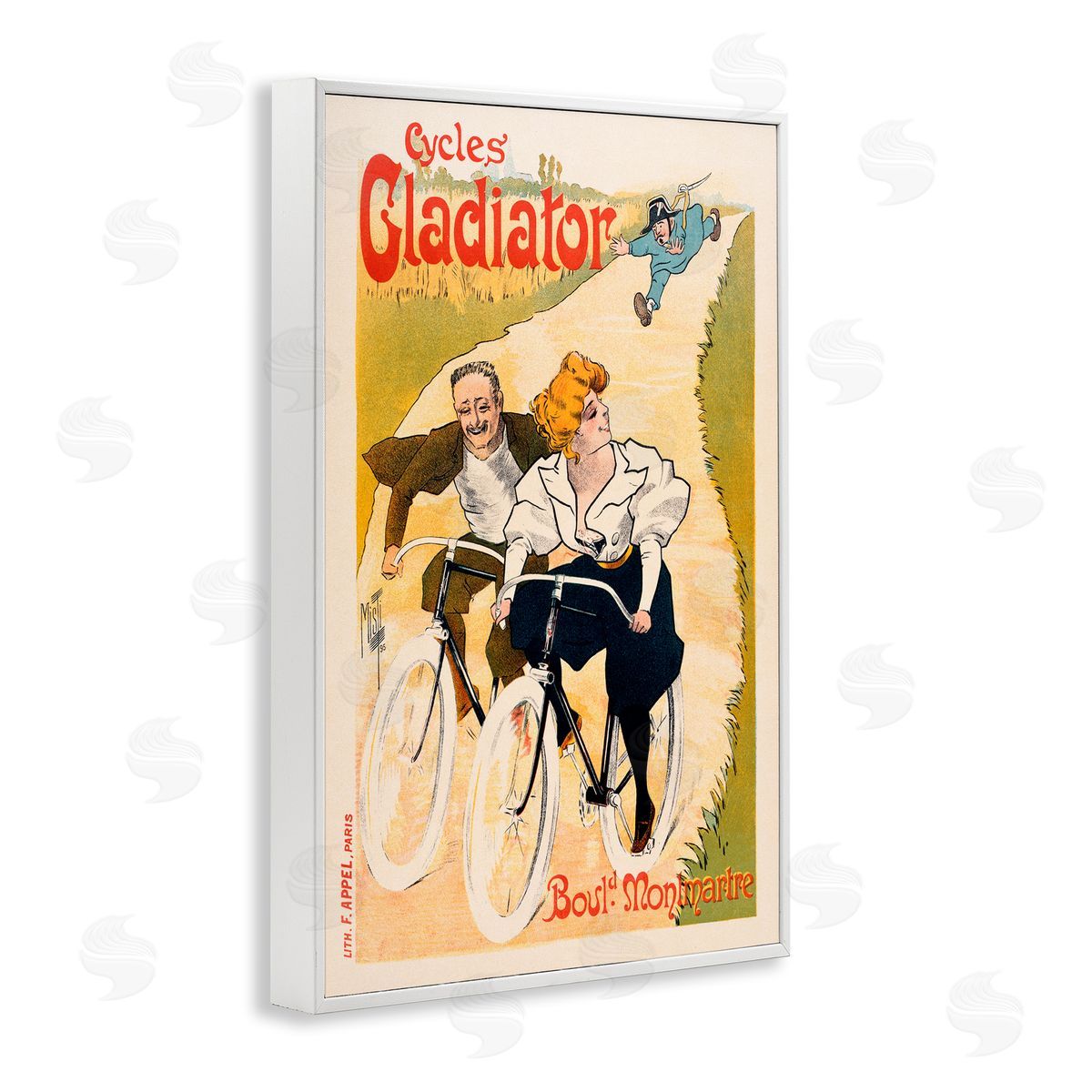 Vintage Cyclists Poster White Frame Print Wall Art, Home Decor by Marcus Jules
