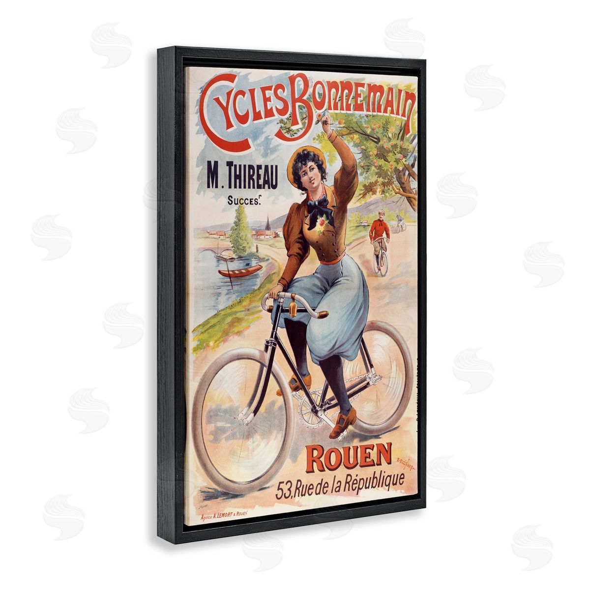 Vintage Cycles Bonnemain Black Floating Frame Canvas Wall Art, Home Decor by Marcus Jules