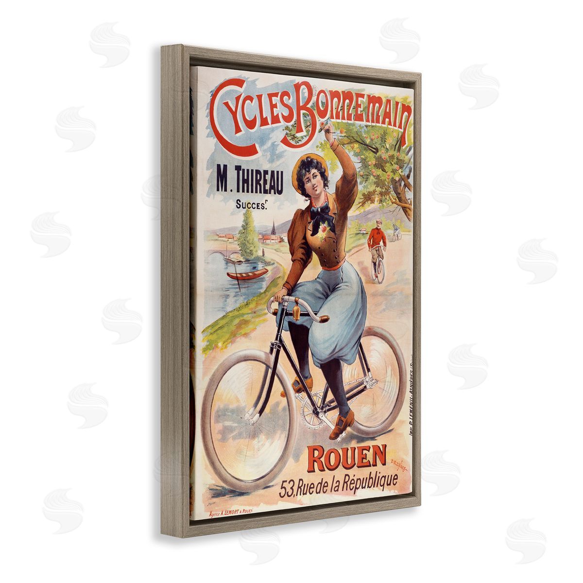 Vintage Cycles Bonnemain Brown Floating Frame Canvas Wall Art, Home Decor by Marcus Jules