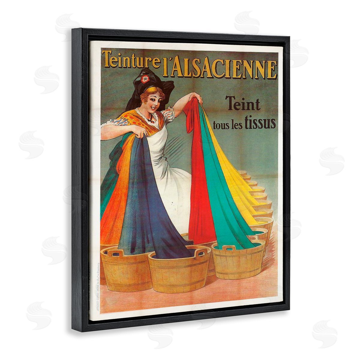 Vintage Teinture L'Alsacienne Black Floating Frame Canvas Wall Art, Home Decor by Marcus Jules