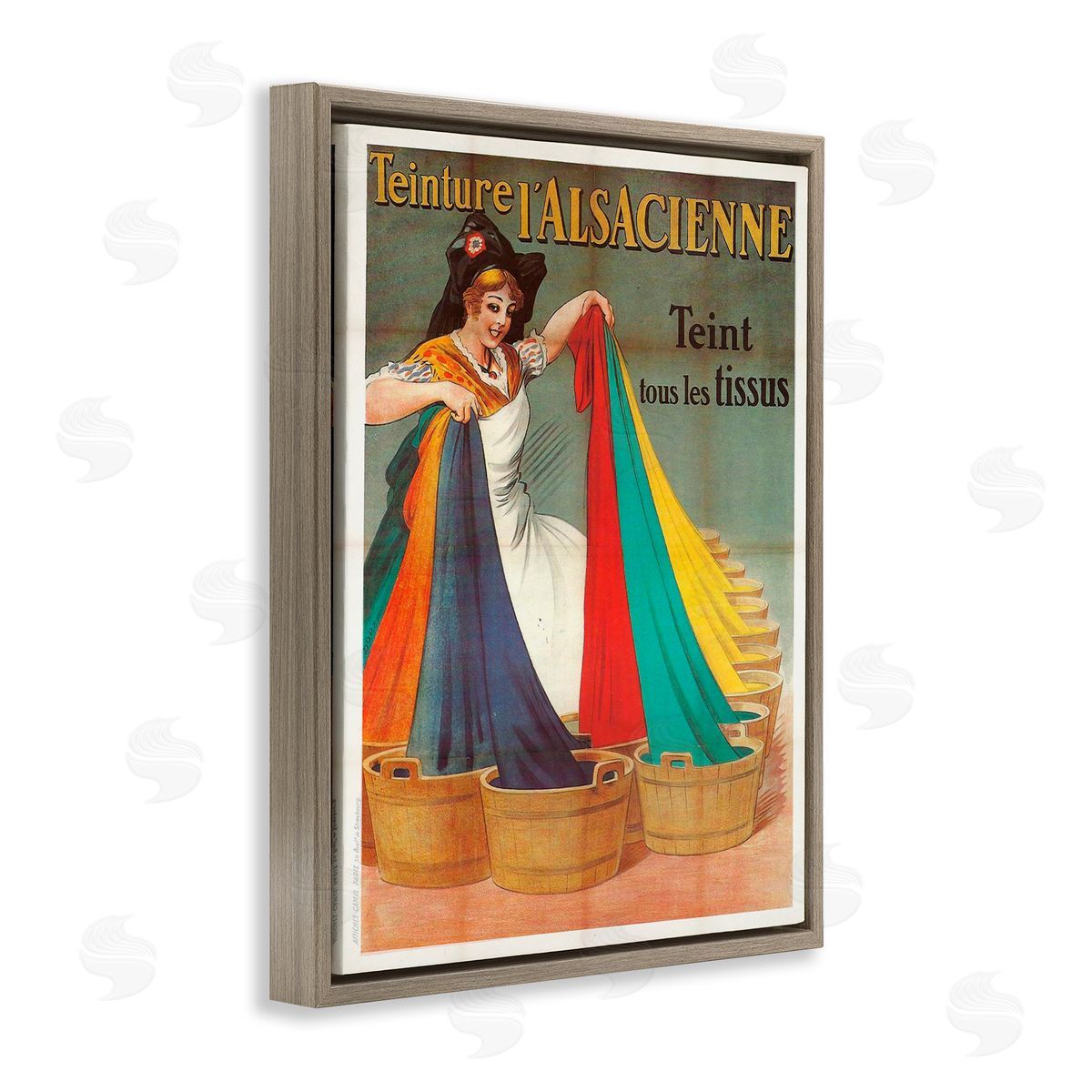 Vintage Teinture L'Alsacienne Brown Floating Frame Canvas Wall Art, Home Decor by Marcus Jules
