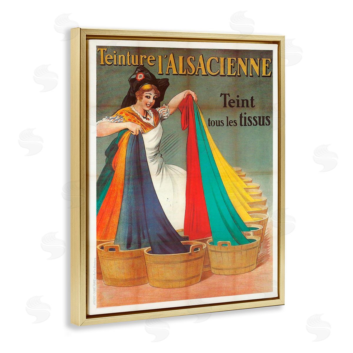 Vintage Teinture L'Alsacienne Gold Floating Frame Canvas Wall Art, Home Decor by Marcus Jules