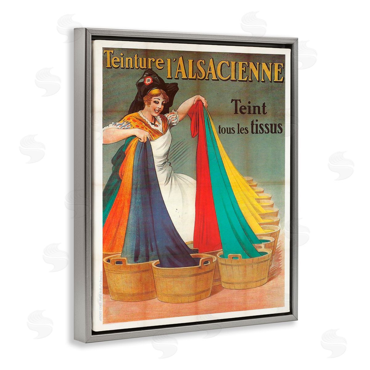 Vintage Teinture L'Alsacienne Grey Floating Frame Canvas Wall Art, Home Decor by Marcus Jules