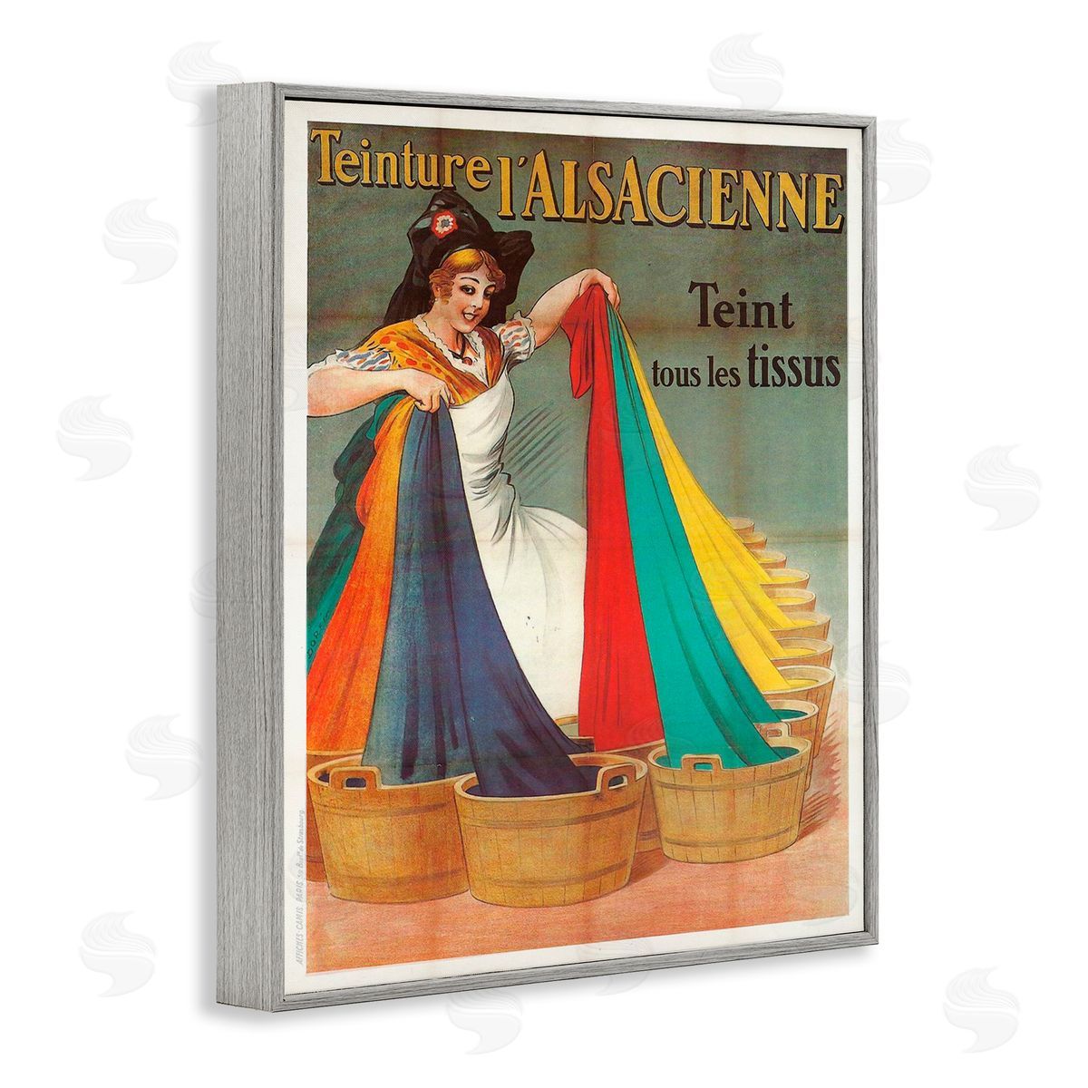 Vintage Teinture L'Alsacienne Grey Frame Print Wall Art, Home Decor by Marcus Jules