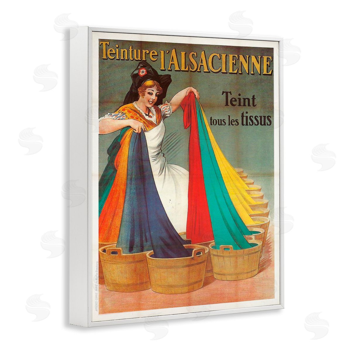 Vintage Teinture L'Alsacienne White Frame Print Wall Art, Home Decor by Marcus Jules