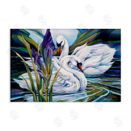 Jody Bergsma | Swans with Abstract Pond Ripples