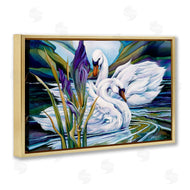Jody Bergsma | Swans with Abstract Pond Ripples