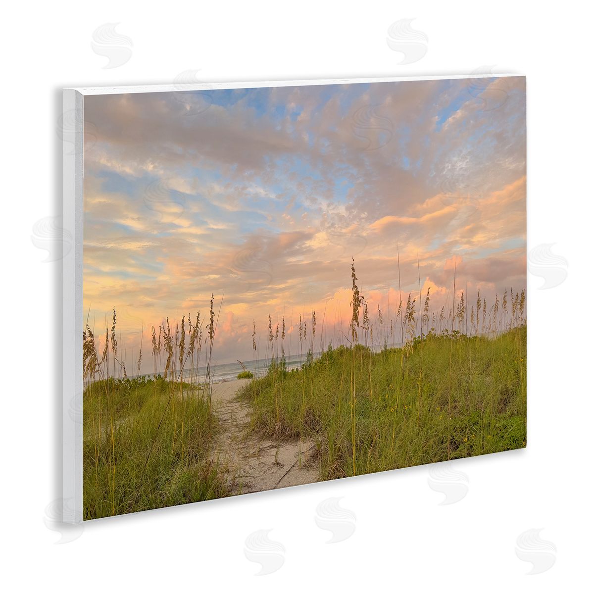 Serene Coastal Path Grasses Wood Plaque Wall Art, Home Decor by Mary Lou Johnson