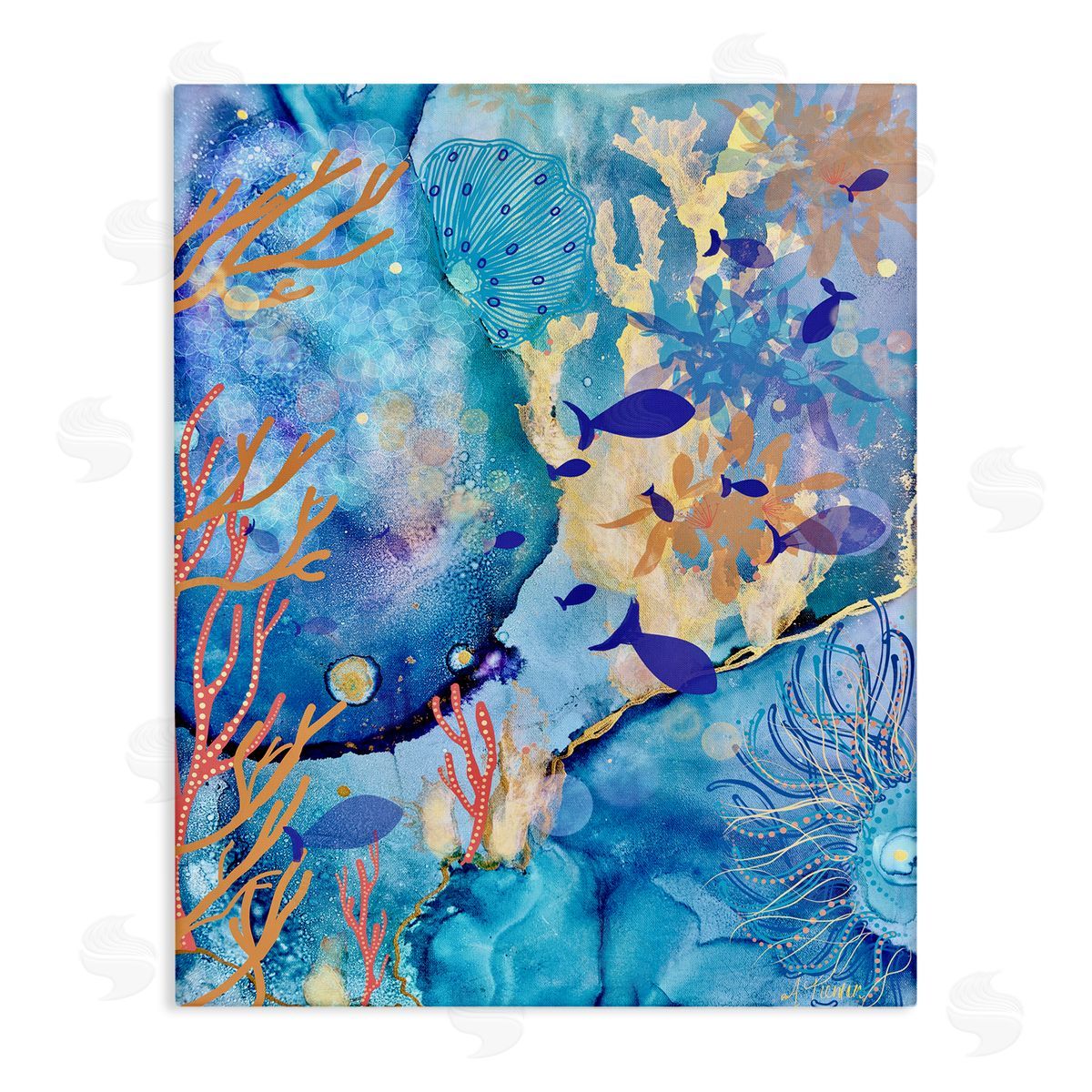 Coral & Sea Life Collage Canvas Wall Art, Home Decor by Amy Tieman