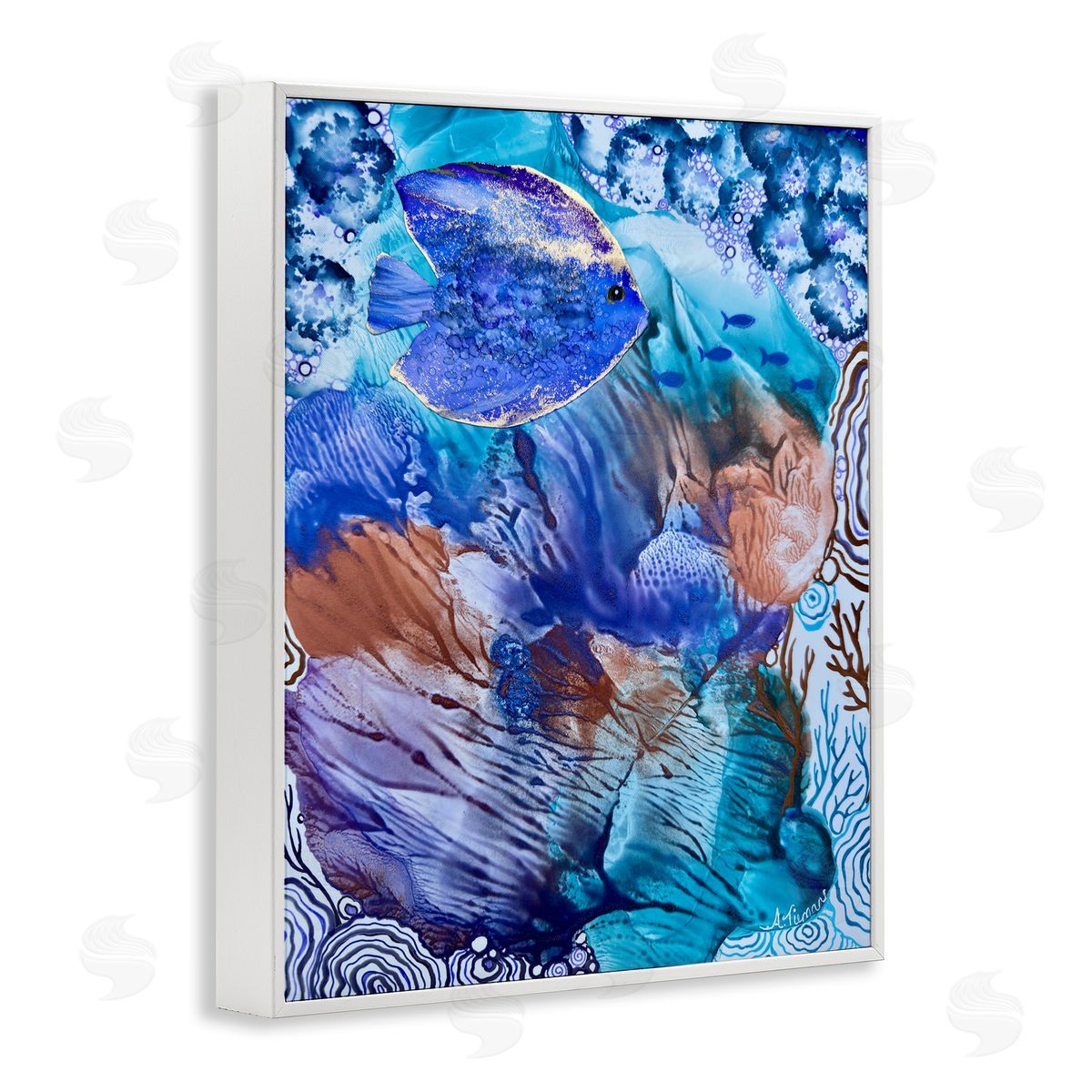 Underwater Fish Sea Life White Frame Print Wall Art, Home Decor by Amy Tieman