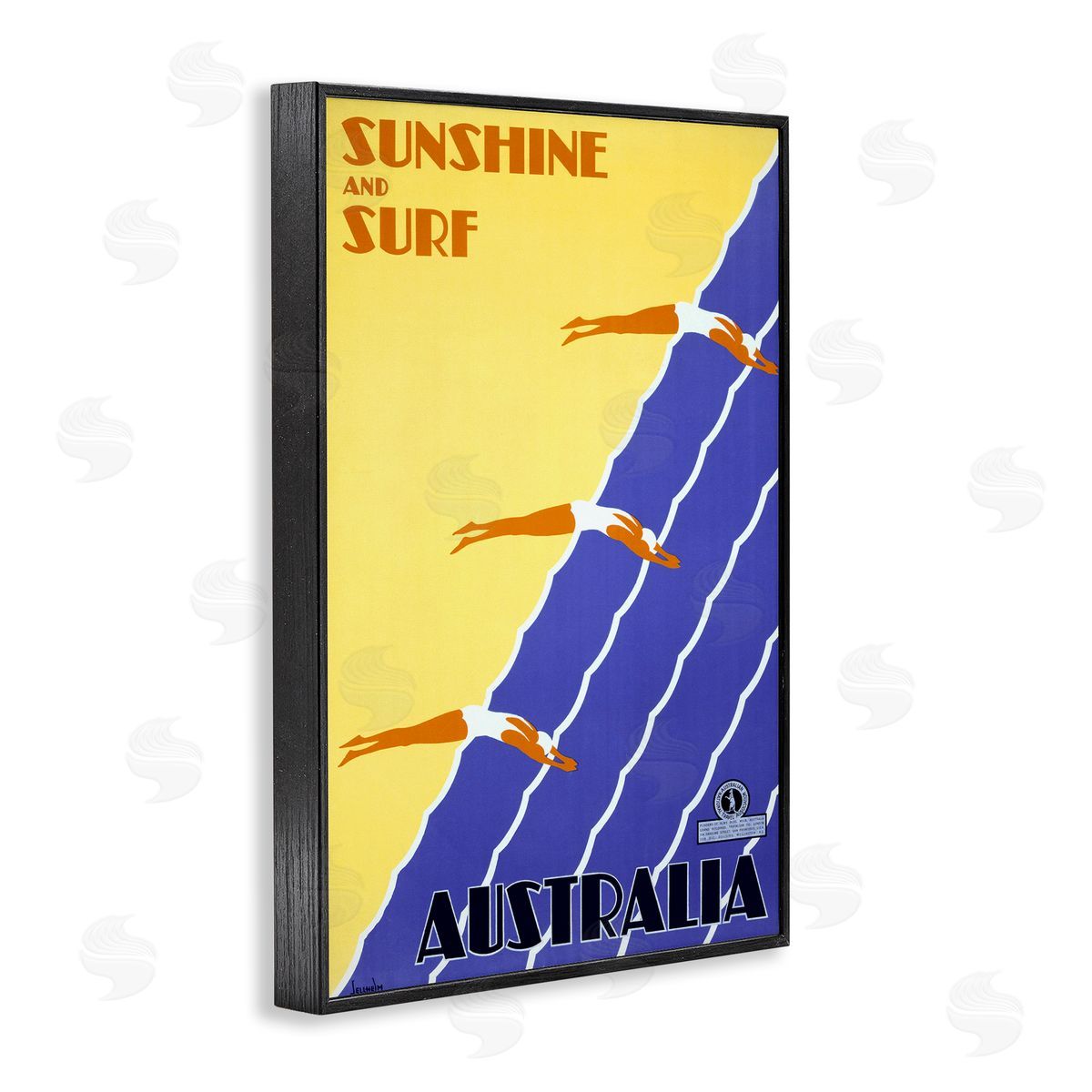 Sunshine & Surf Australia Black Frame Print Wall Art, Home Decor by Marcus Jules