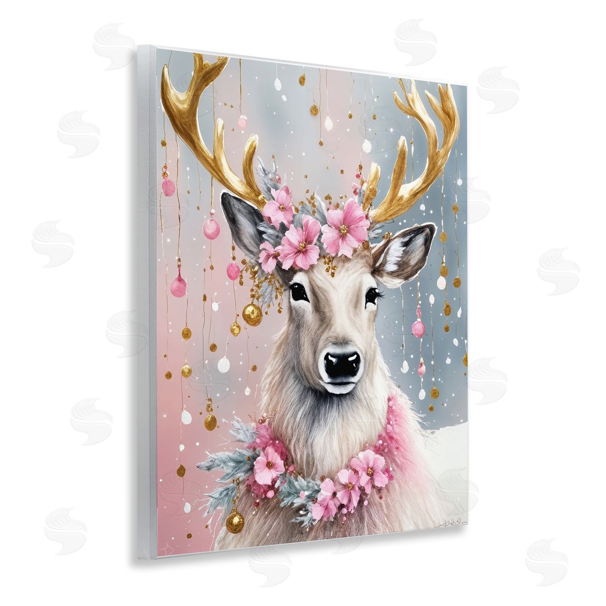 Ornamental Florals on Deer Wood Plaque Wall Art, Home Decor by Tabz Jones
