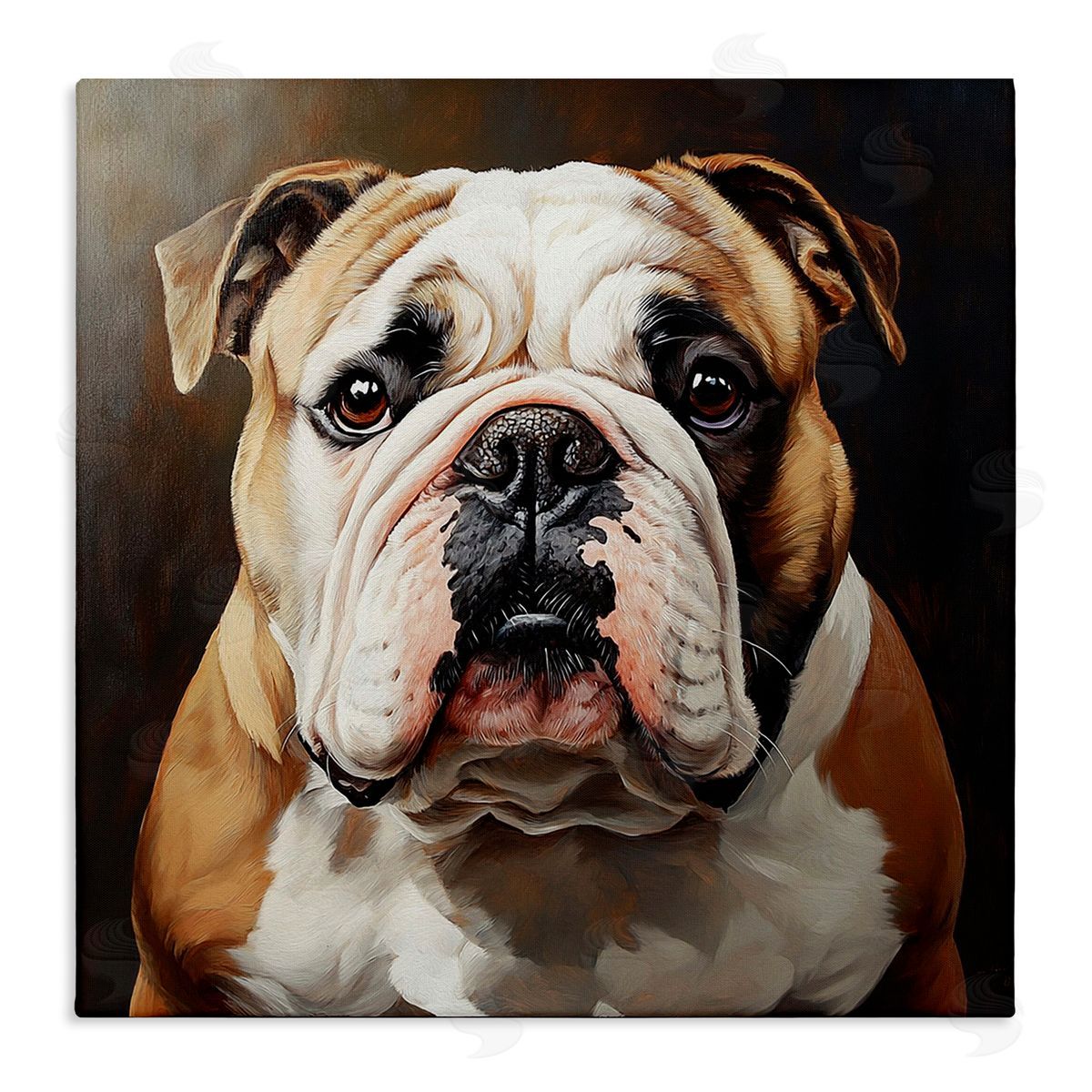 Stoic Bulldog Portrait Canvas Wall Art, Home Decor by Tom Crehan