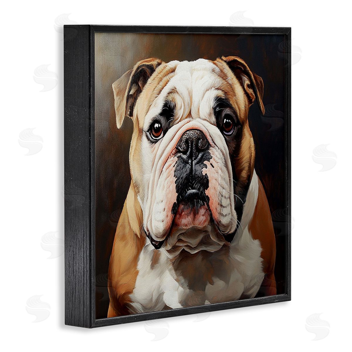 Stoic Bulldog Portrait Black Frame Print Wall Art, Home Decor by Tom Crehan