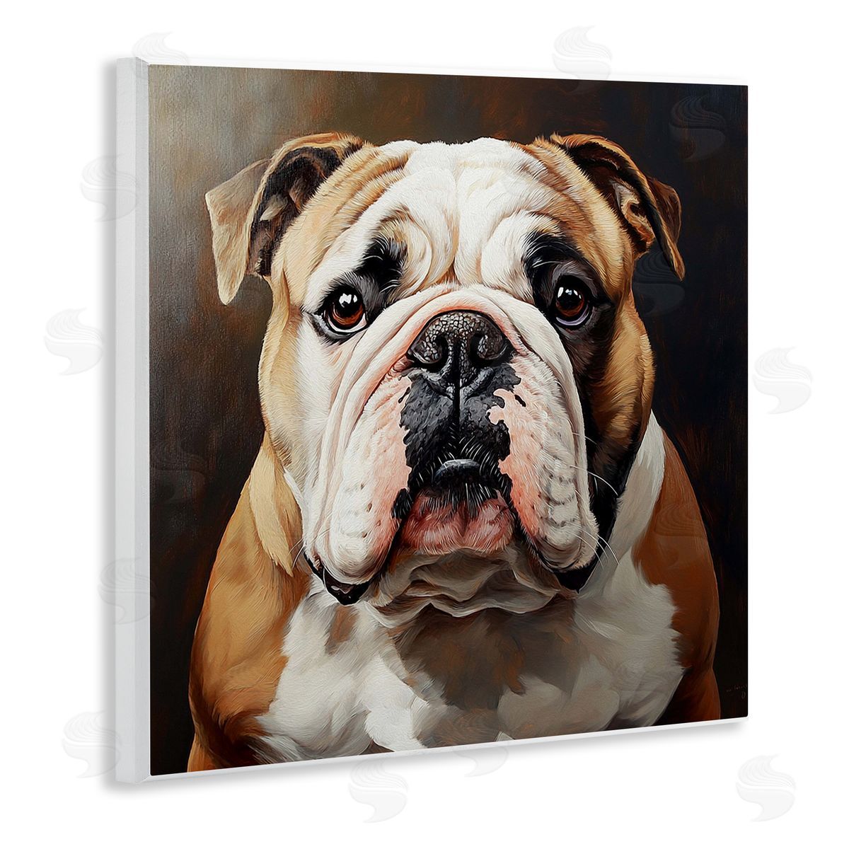 Stoic Bulldog Portrait Wood Plaque Wall Art, Home Decor by Tom Crehan
