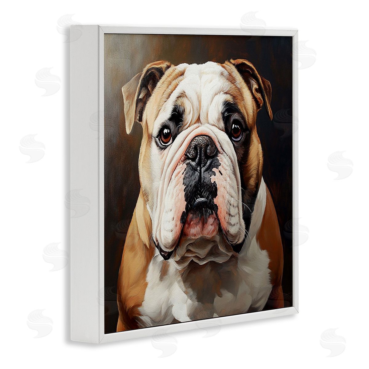 Stoic Bulldog Portrait White Frame Print Wall Art, Home Decor by Tom Crehan