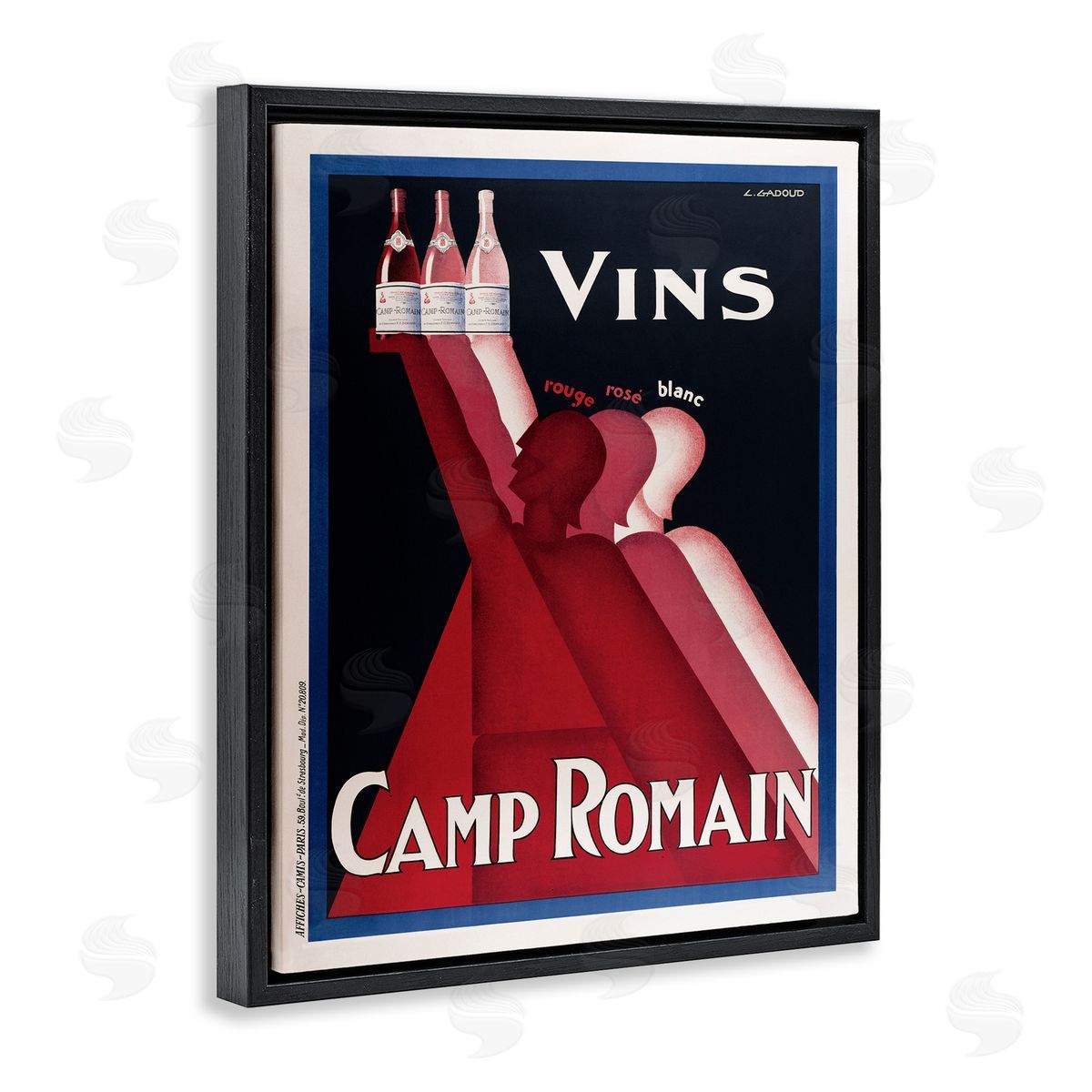 Antique Wine Bottle Trio Black Floating Frame Canvas Wall Art, Home Decor by Marcus Jules