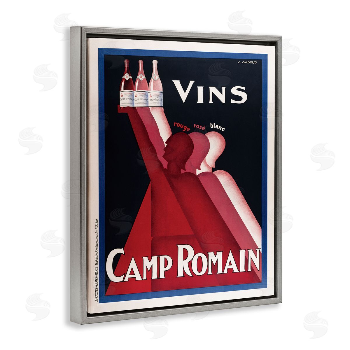 Antique Wine Bottle Trio Grey Floating Frame Canvas Wall Art, Home Decor by Marcus Jules