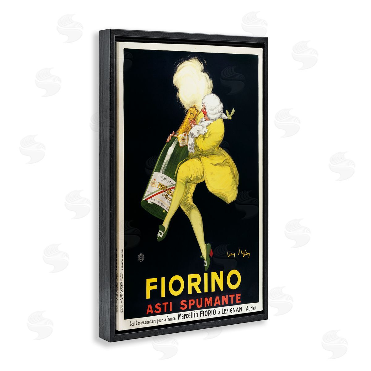Vintage Fiorno Wine Black Floating Frame Canvas Wall Art, Home Decor by Marcus Jules