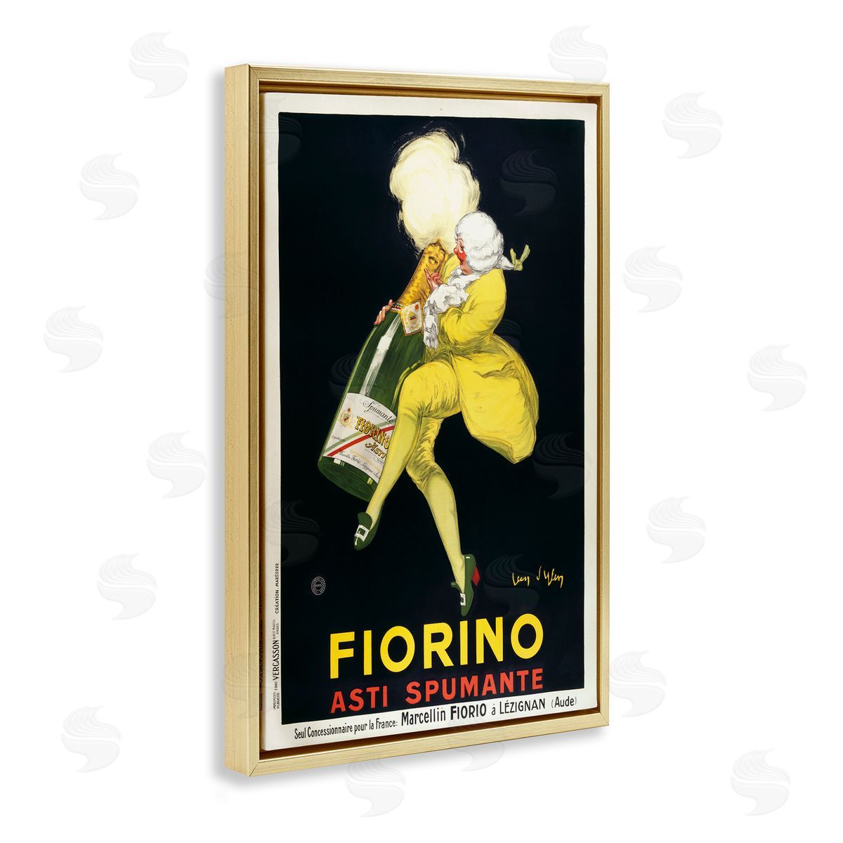 Vintage Fiorno Wine Gold Floating Frame Canvas Wall Art, Home Decor by Marcus Jules