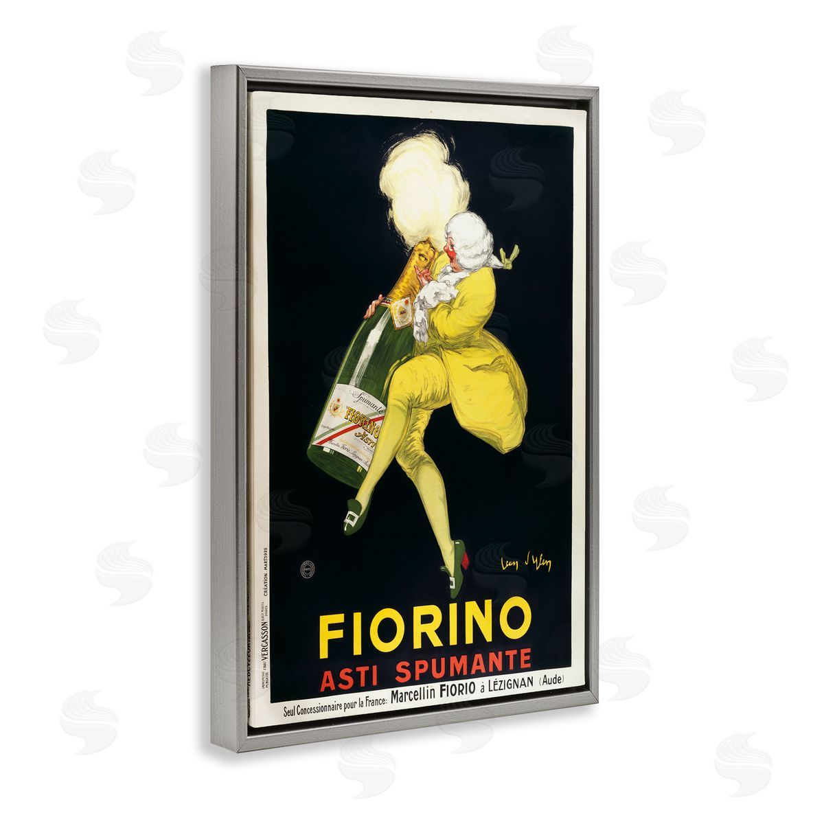 Vintage Fiorno Wine Grey Floating Frame Canvas Wall Art, Home Decor by Marcus Jules