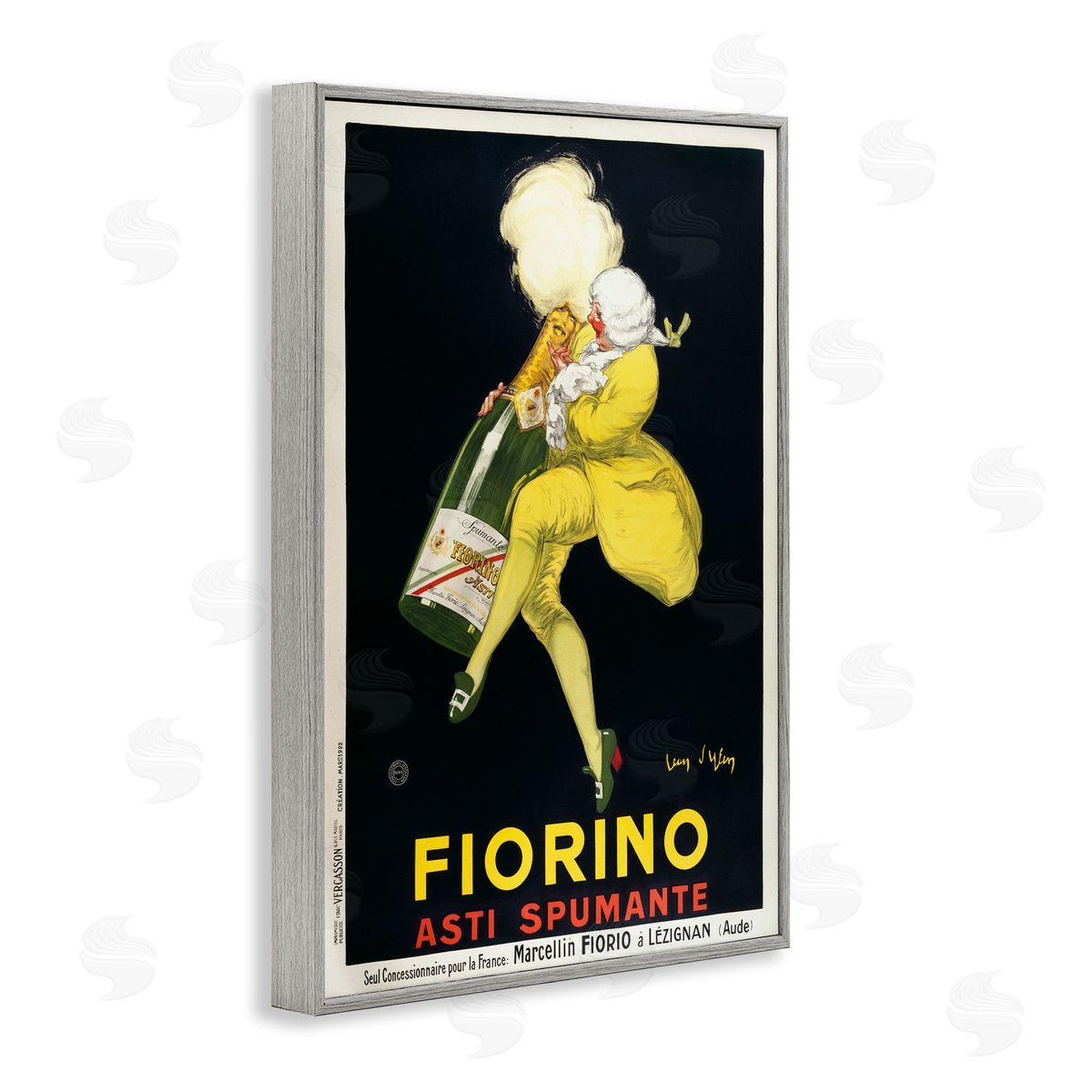 Vintage Fiorno Wine Grey Frame Print Wall Art, Home Decor by Marcus Jules