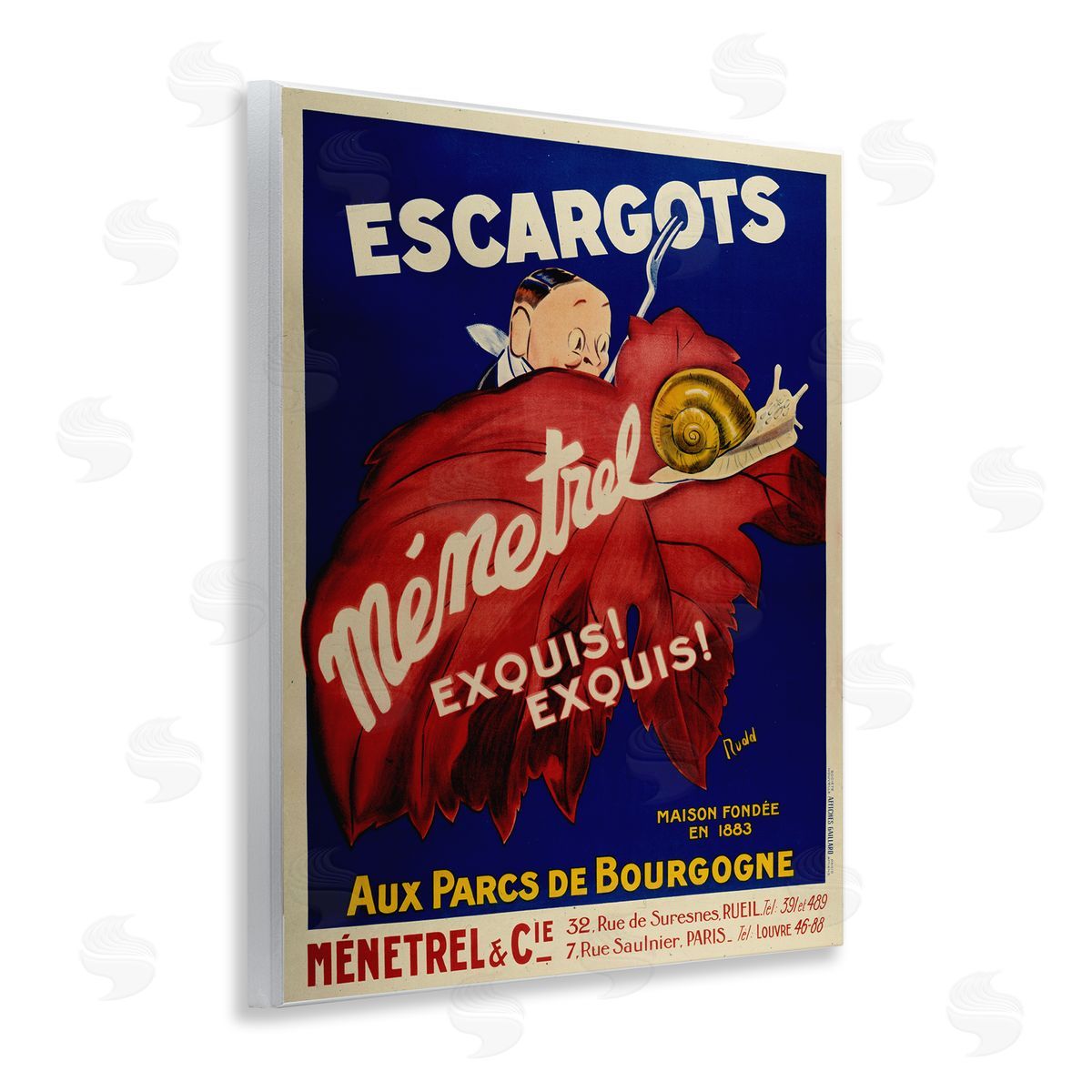Vintage Escargots Advertisement Wood Plaque Wall Art, Home Decor by Marcus Jules