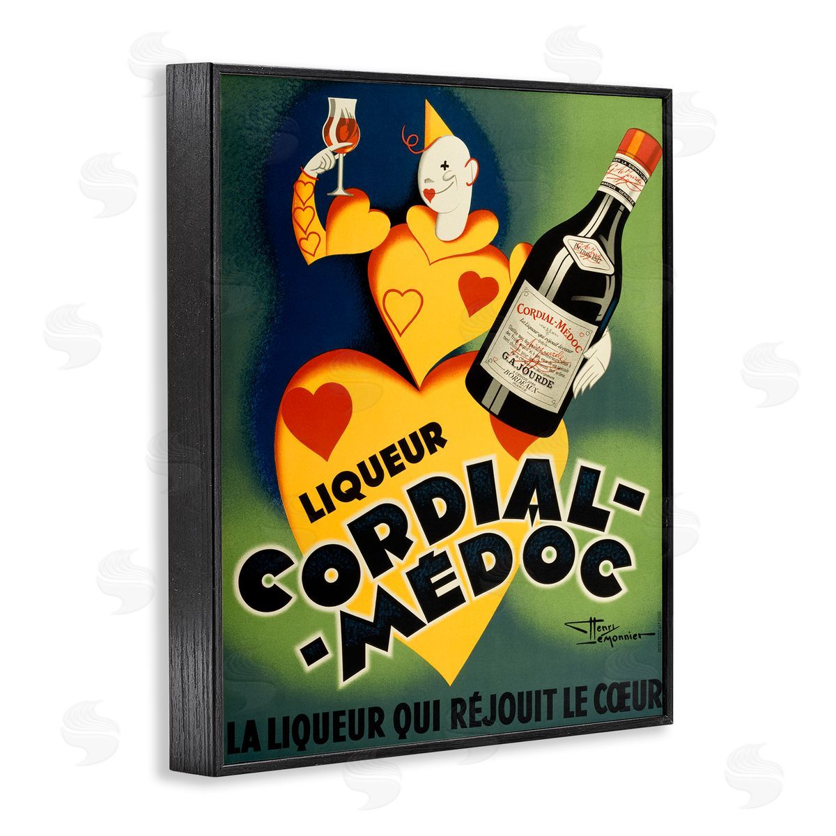 Retro Vintage Wine Advertisement Black Frame Print Wall Art, Home Decor by Marcus Jules