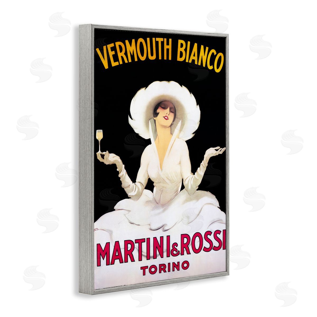 Vermouth Vintage Lady Advertisement Grey Frame Print Wall Art, Home Decor by Marcus Jules