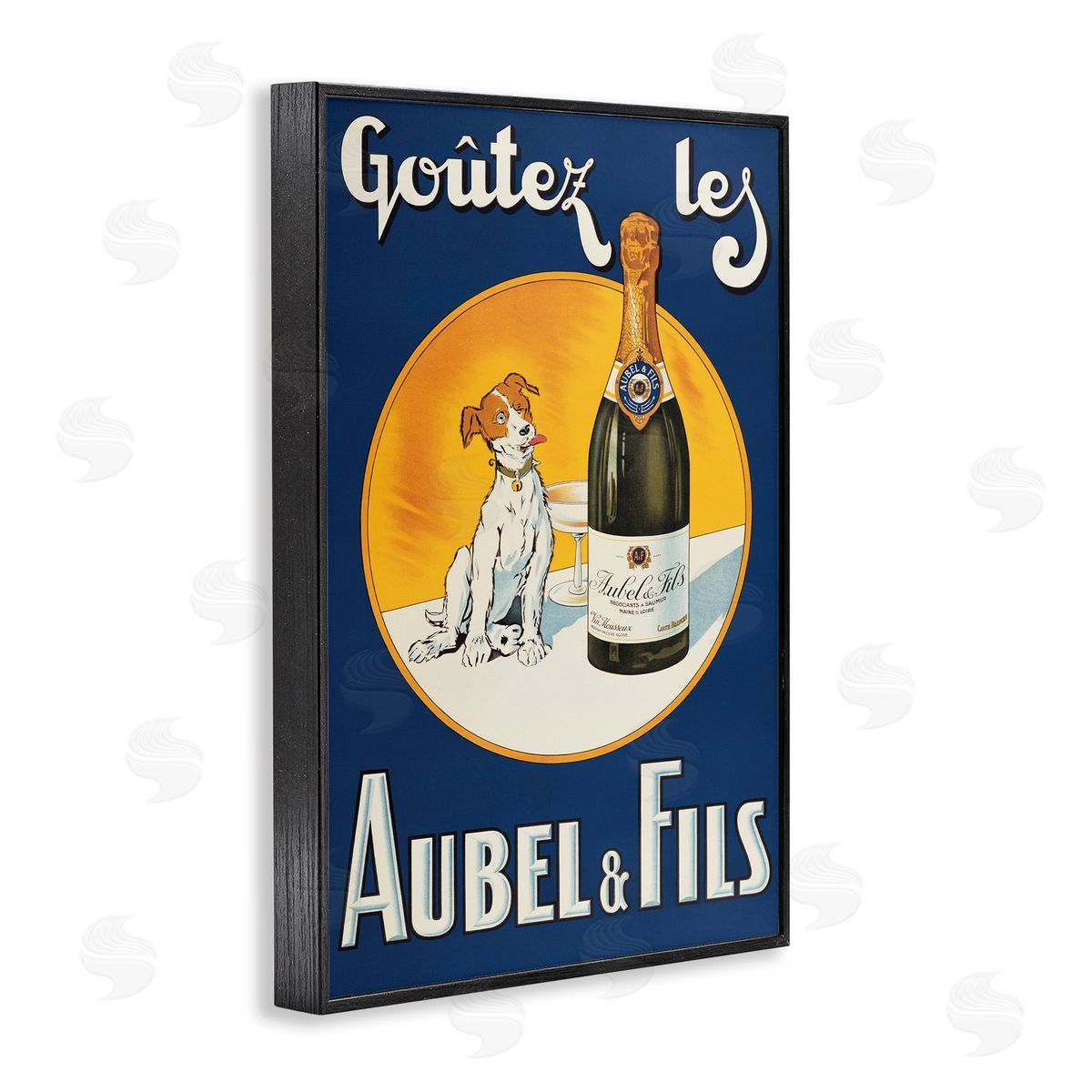 Dog & Wine Advertisement Black Frame Print Wall Art, Home Decor by Marcus Jules
