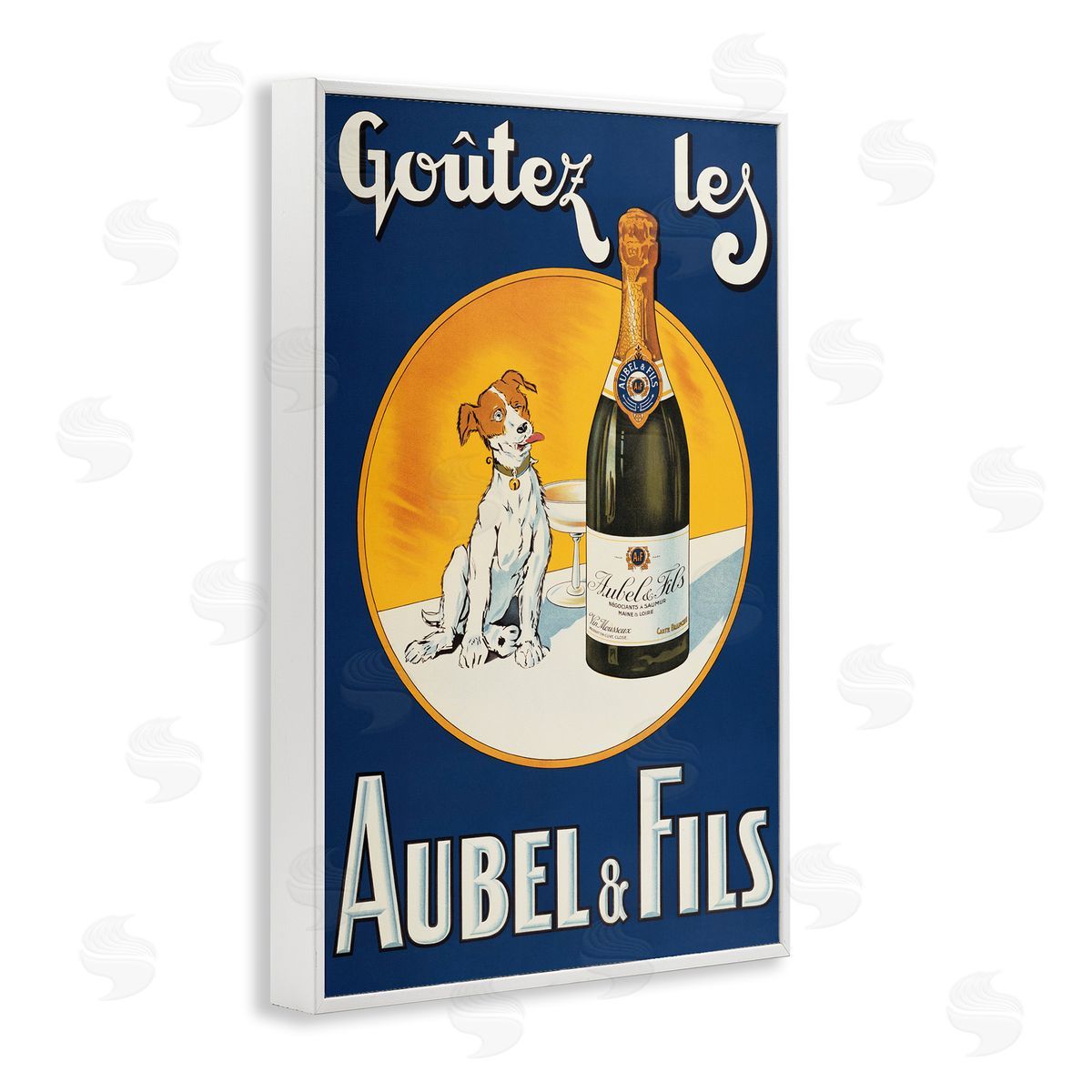 Dog & Wine Advertisement White Frame Print Wall Art, Home Decor by Marcus Jules