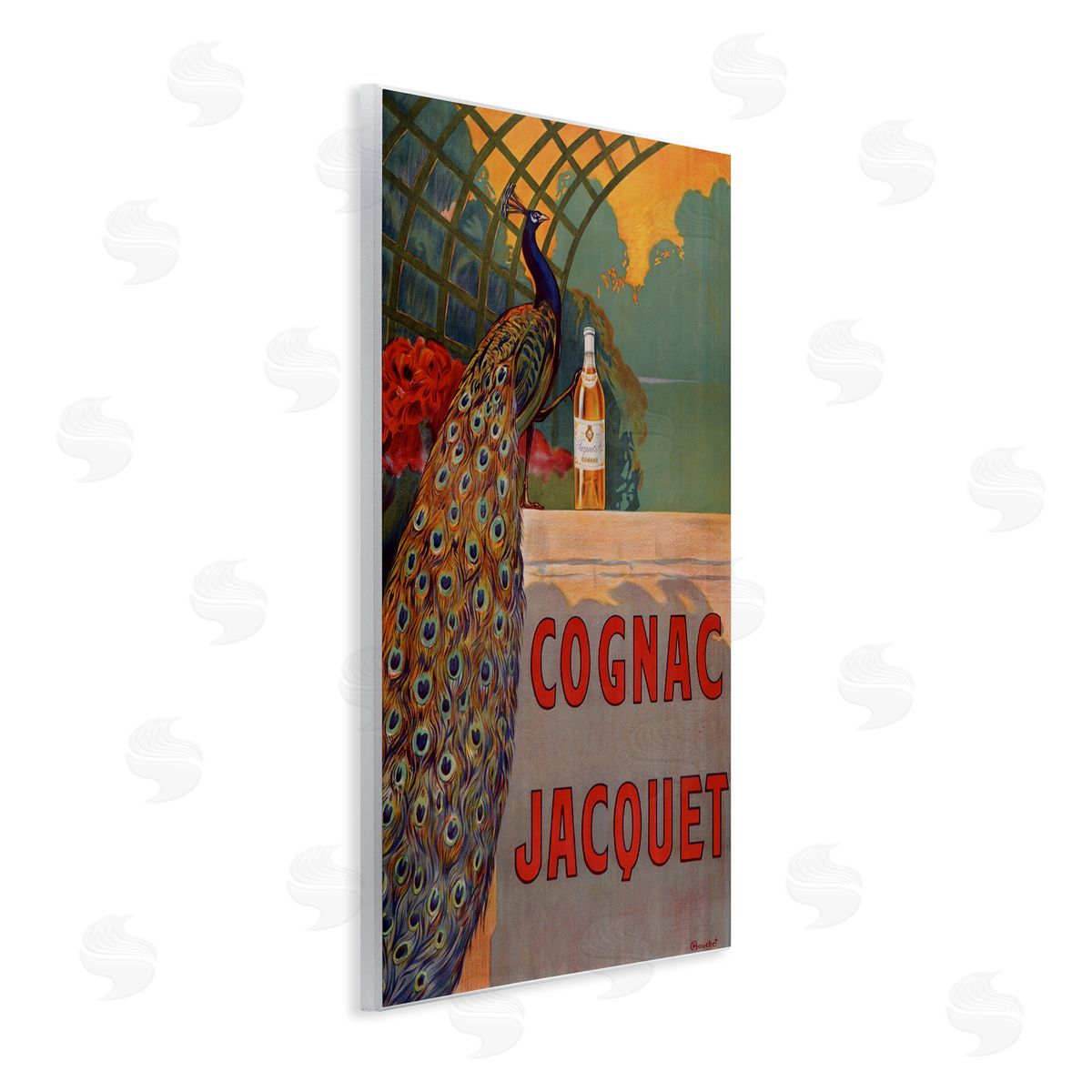 Vintage Cognac & Peacock Wood Plaque Wall Art, Home Decor by Marcus Jules