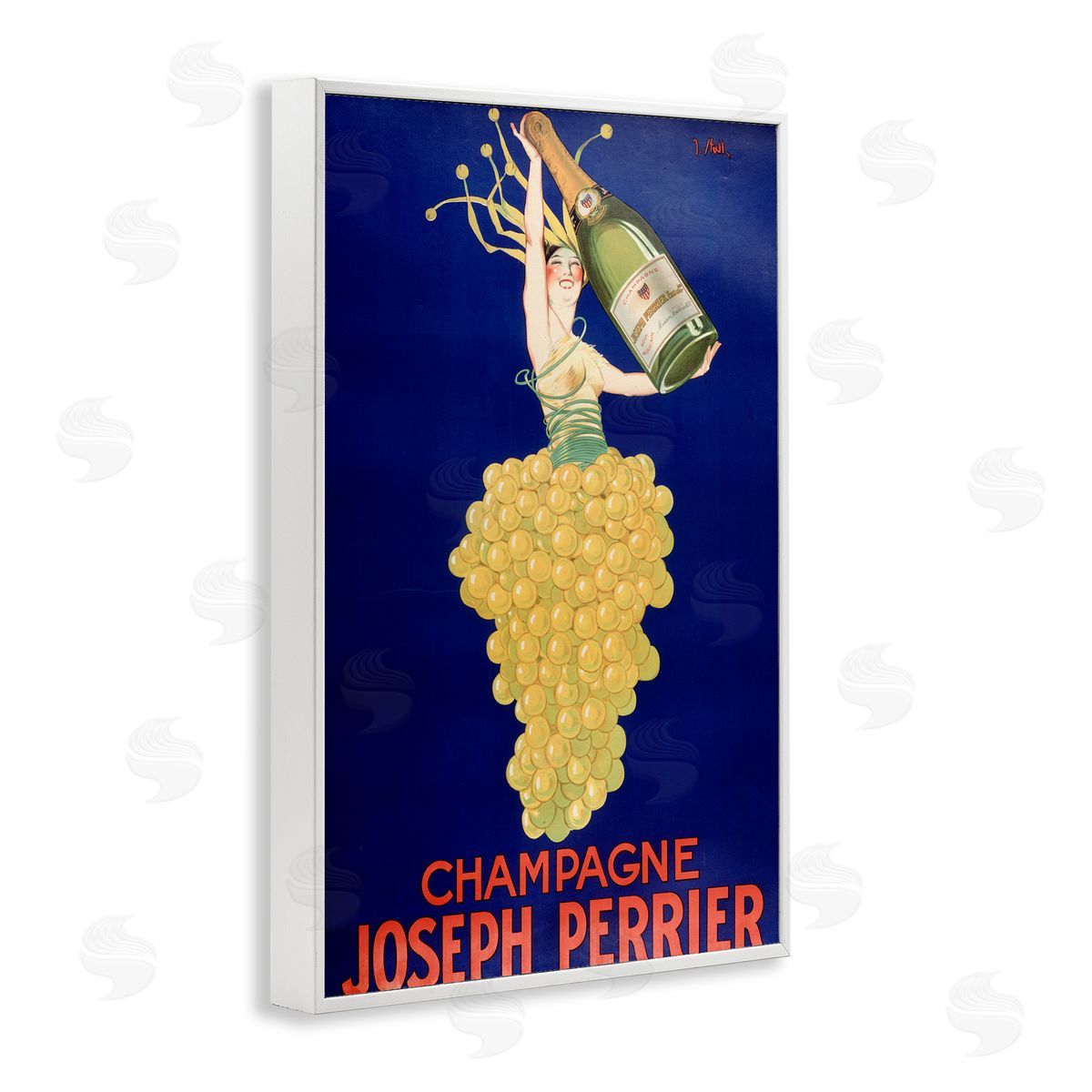 Vintage Perrier Champagne White Frame Print Wall Art, Home Decor by Marcus Jules