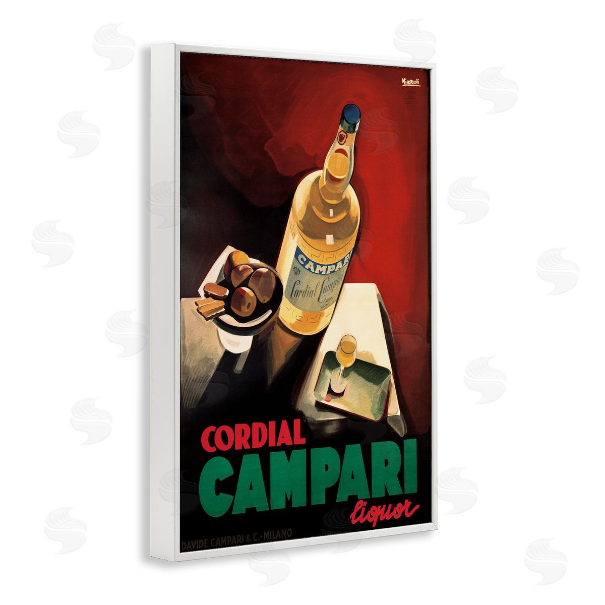 Vintage Campari Wine White Frame Print Wall Art, Home Decor by Marcus Jules