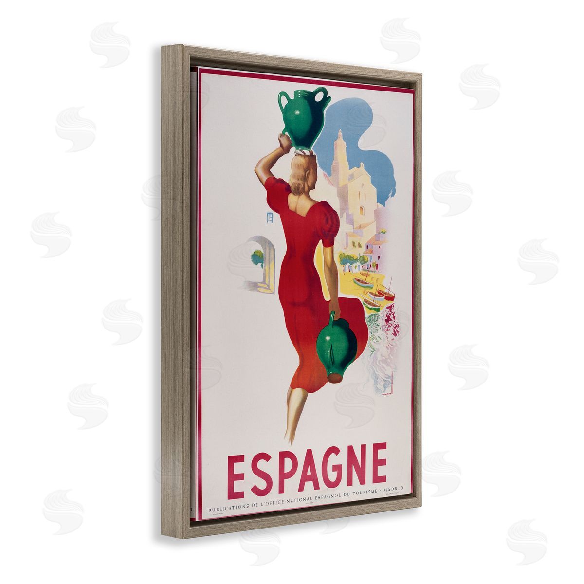 Vintage Spain Travel Advertisement Brown Floating Frame Canvas Wall Art, Home Decor by Marcus Jules