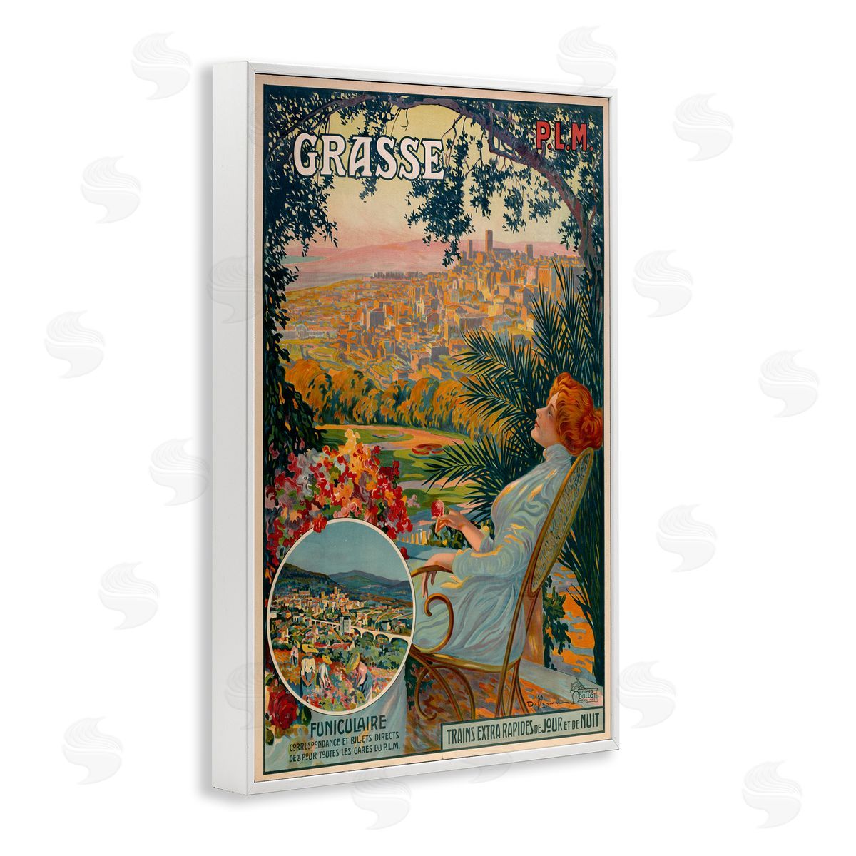 Vintage Grasse Advertisement White Frame Print Wall Art, Home Decor by Marcus Jules