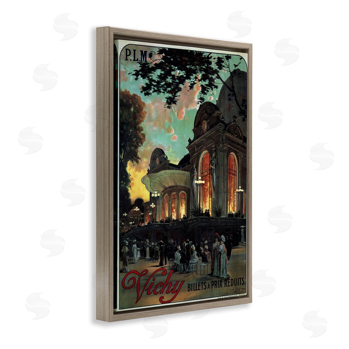 Vichy Cultural Antique Poster Brown Floating Frame Canvas Wall Art, Home Decor by Marcus Jules