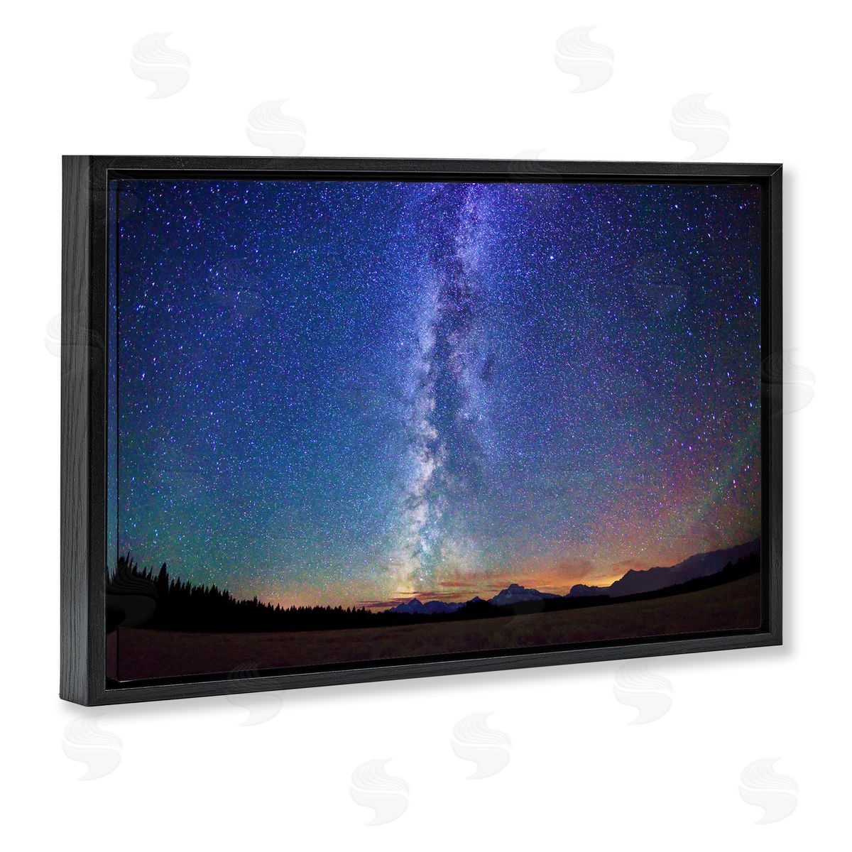 Milky Way Stars over Earth Black Floating Frame Canvas Wall Art, Home Decor by Royce Bair