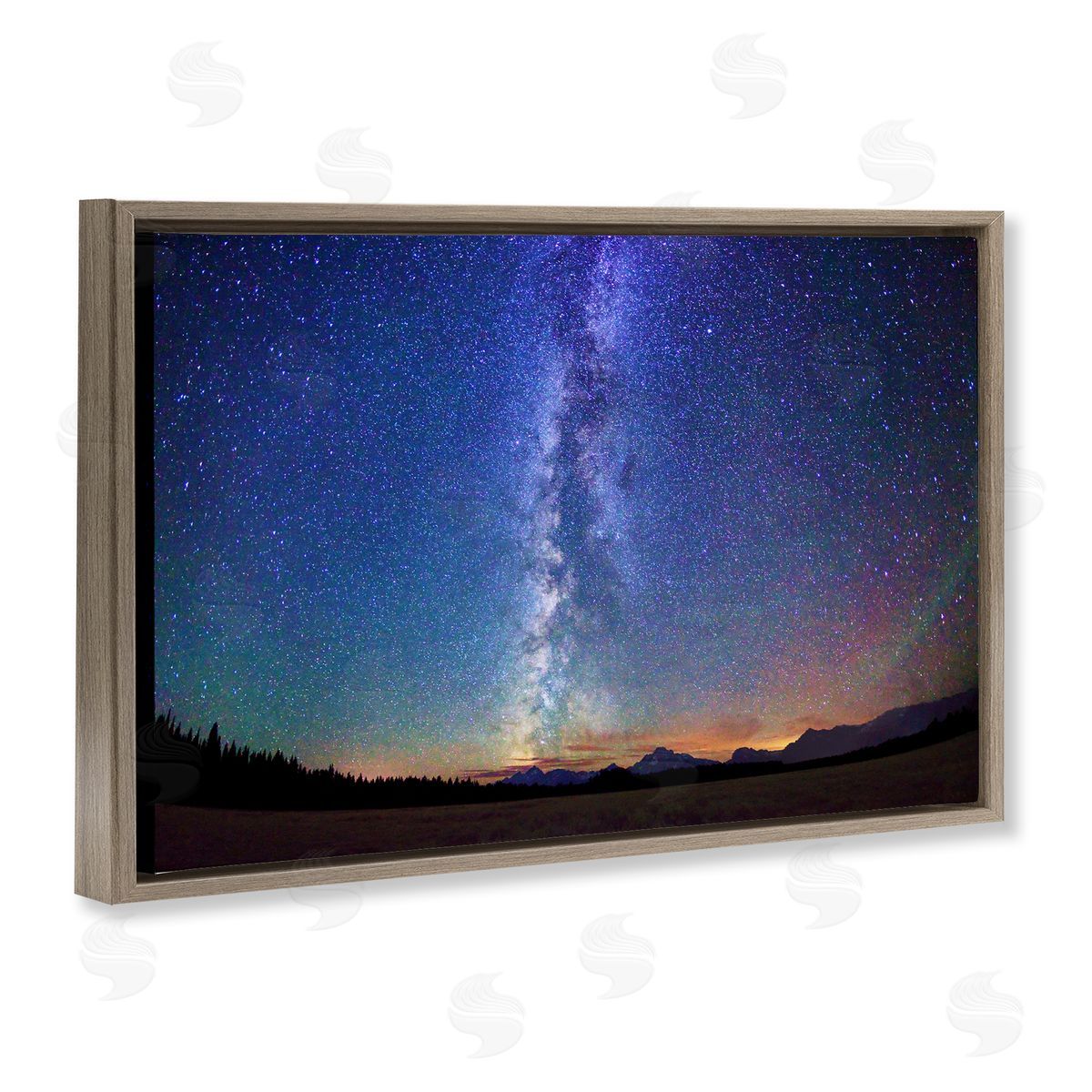 Milky Way Stars over Earth Brown Floating Frame Canvas Wall Art, Home Decor by Royce Bair