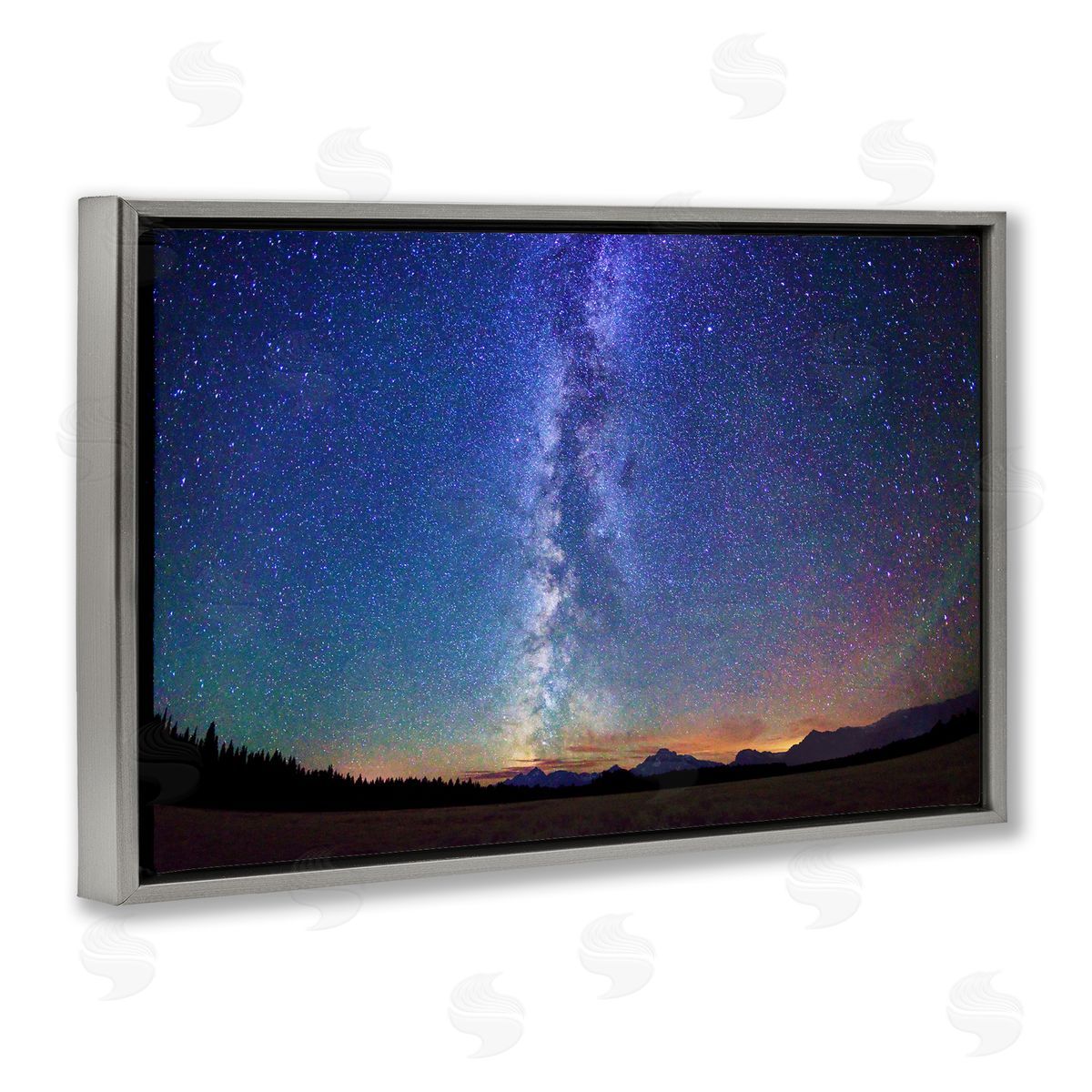 Milky Way Stars over Earth Grey Floating Frame Canvas Wall Art, Home Decor by Royce Bair