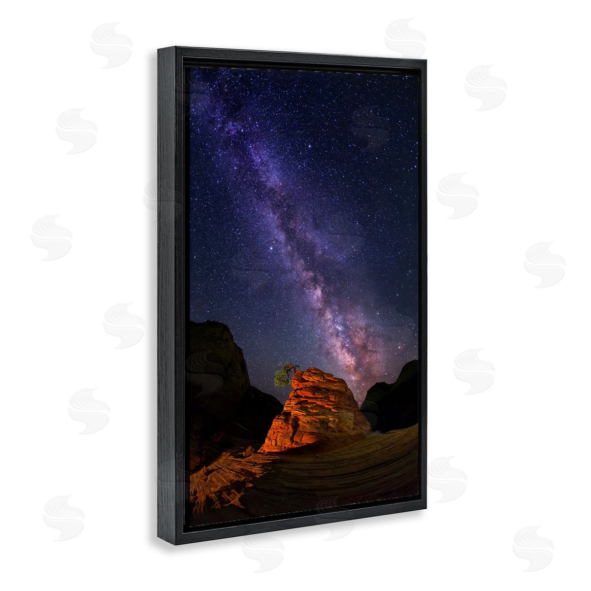 Milky Way Stars over Canyon Black Floating Frame Canvas Wall Art, Home Decor by Royce Bair