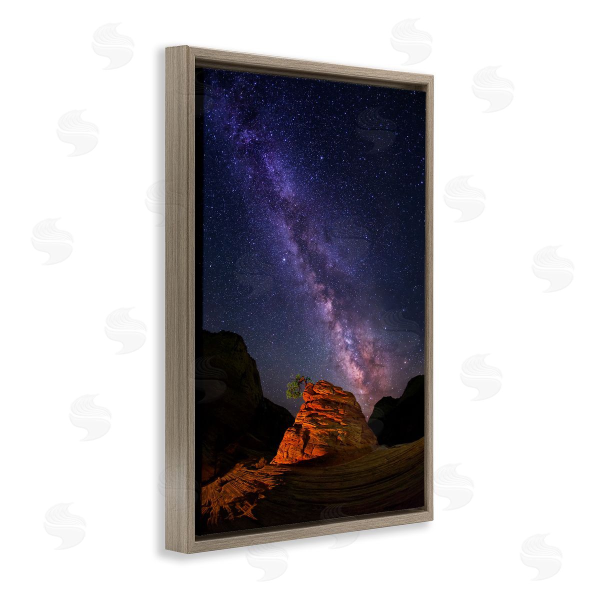 Milky Way Stars over Canyon Brown Floating Frame Canvas Wall Art, Home Decor by Royce Bair