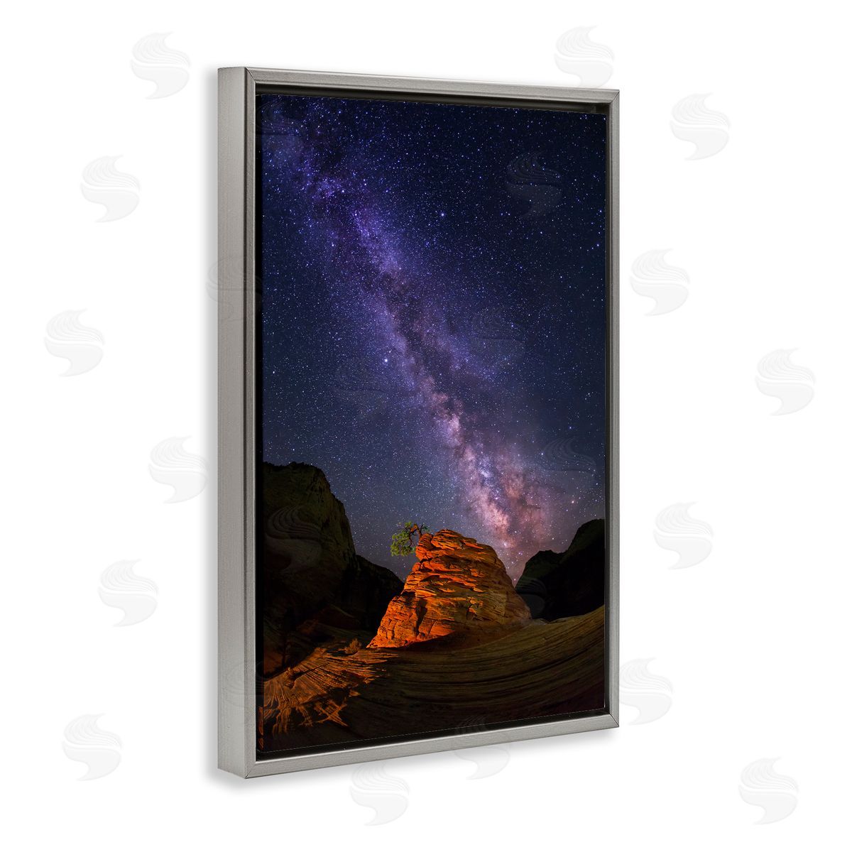Milky Way Stars over Canyon Grey Floating Frame Canvas Wall Art, Home Decor by Royce Bair