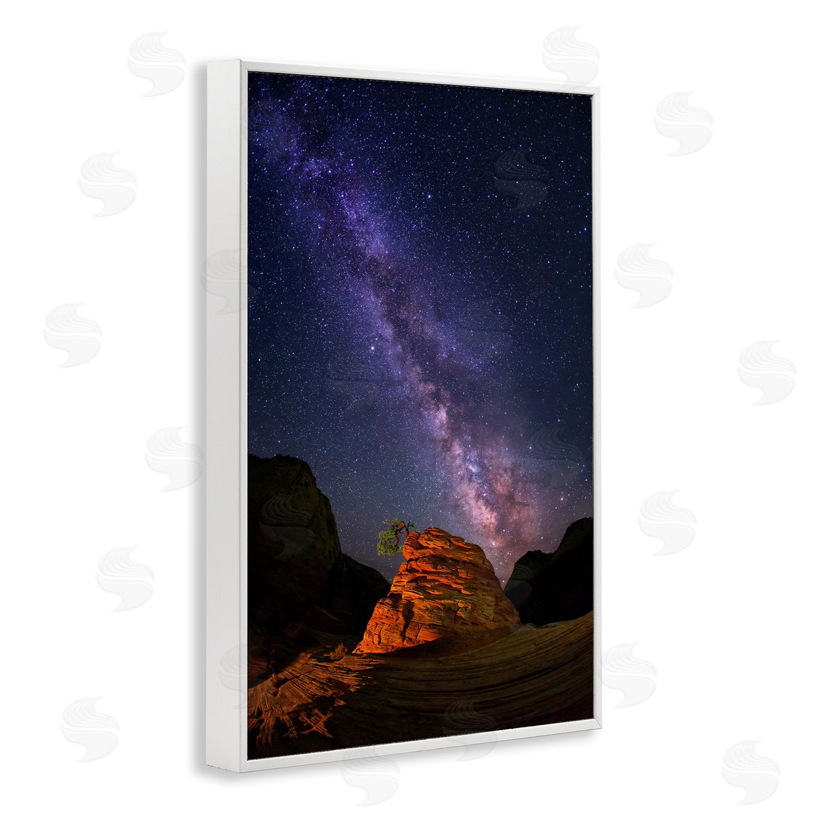 Milky Way Stars over Canyon White Frame Print Wall Art, Home Decor by Royce Bair
