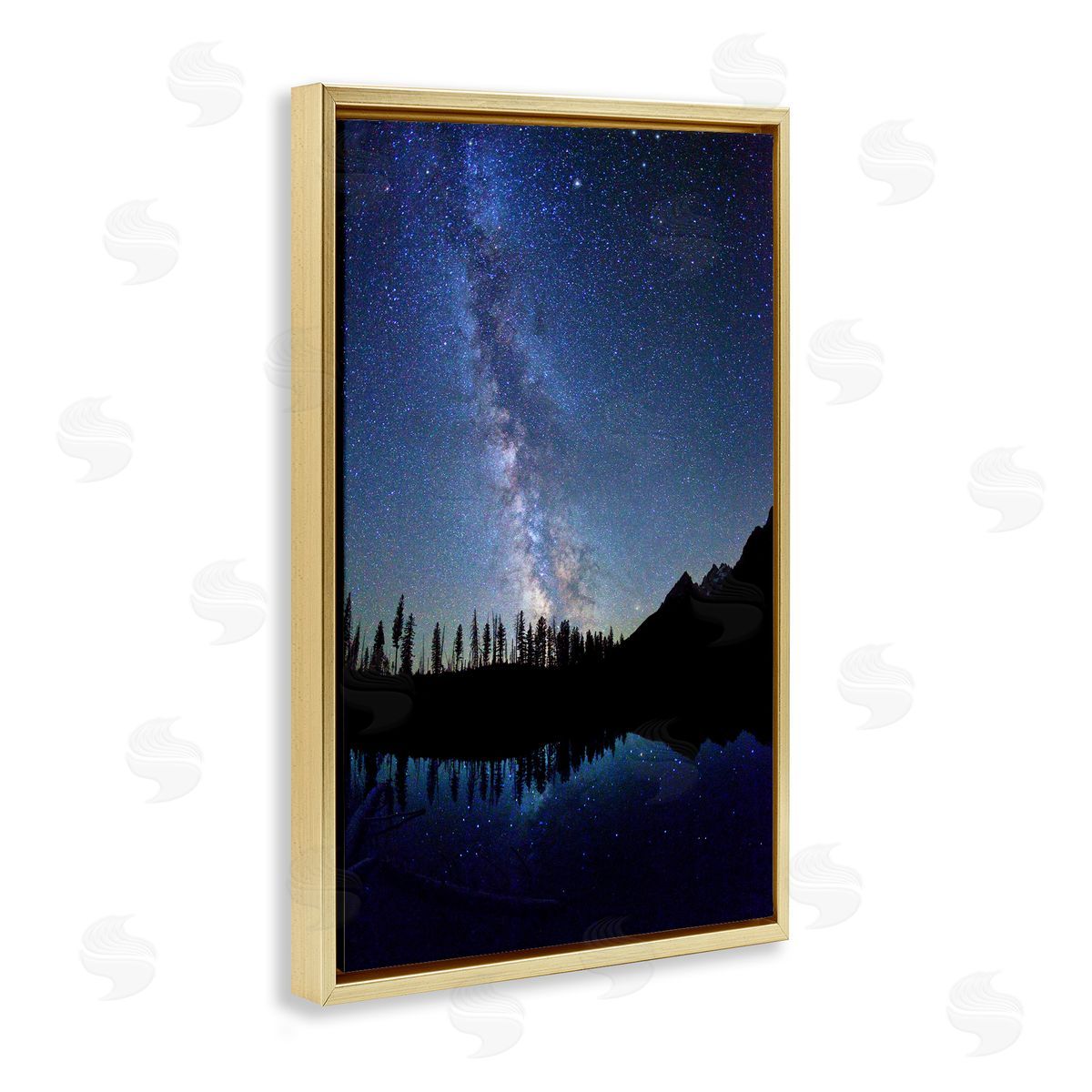 Nebula Reflection in Lake Gold Floating Frame Canvas Wall Art, Home Decor by Royce Bair