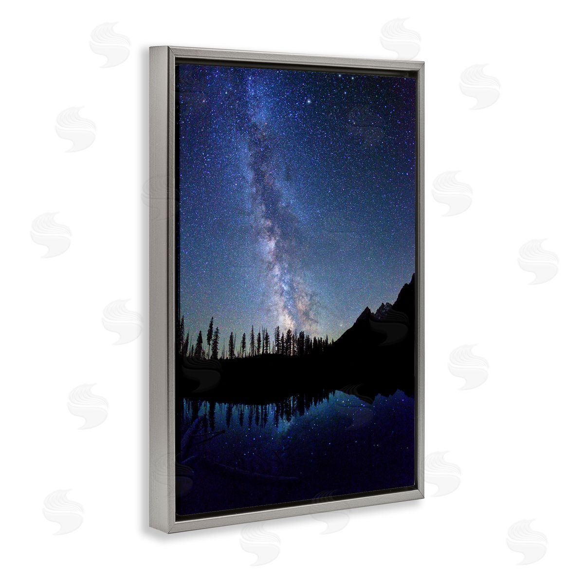 Nebula Reflection in Lake Grey Floating Frame Canvas Wall Art, Home Decor by Royce Bair