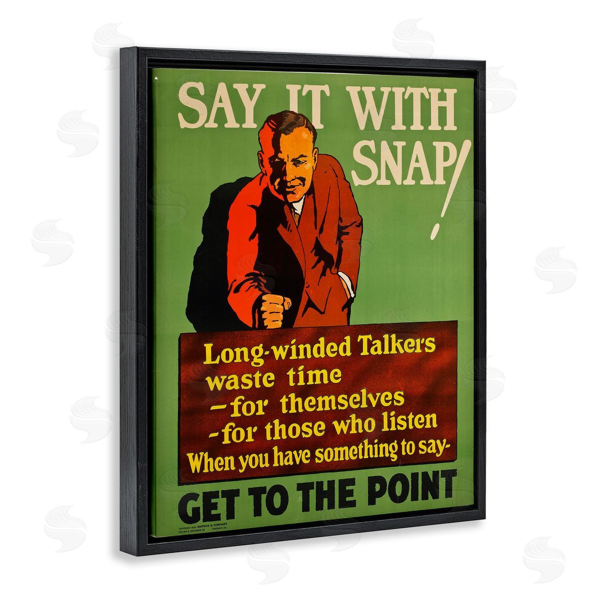 Vintage Say It With Snap Black Floating Frame Canvas Wall Art, Home Decor by Marcus Jules