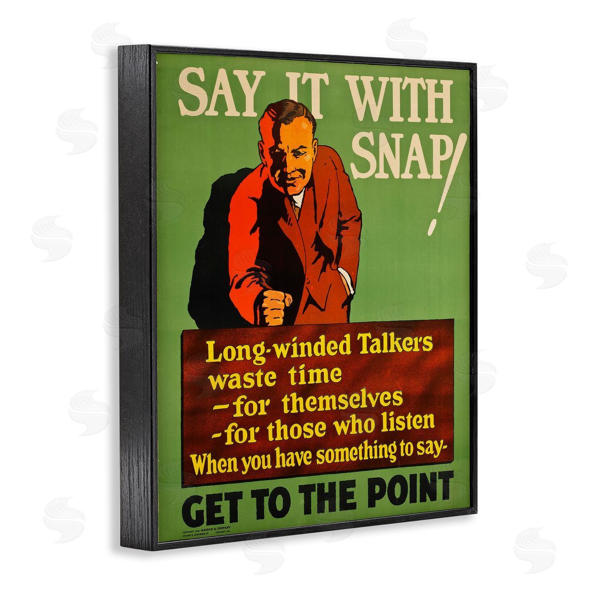 Vintage Say It With Snap Black Frame Print Wall Art, Home Decor by Marcus Jules