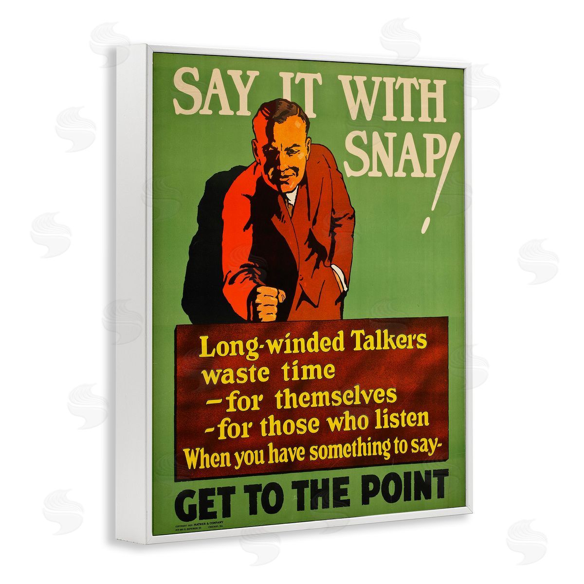 Vintage Say It With Snap White Frame Print Wall Art, Home Decor by Marcus Jules